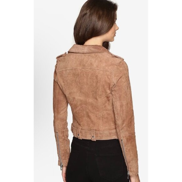Blank NYC coffe bean Suede Moto Jacket NWT Small - Picture 11 of 13